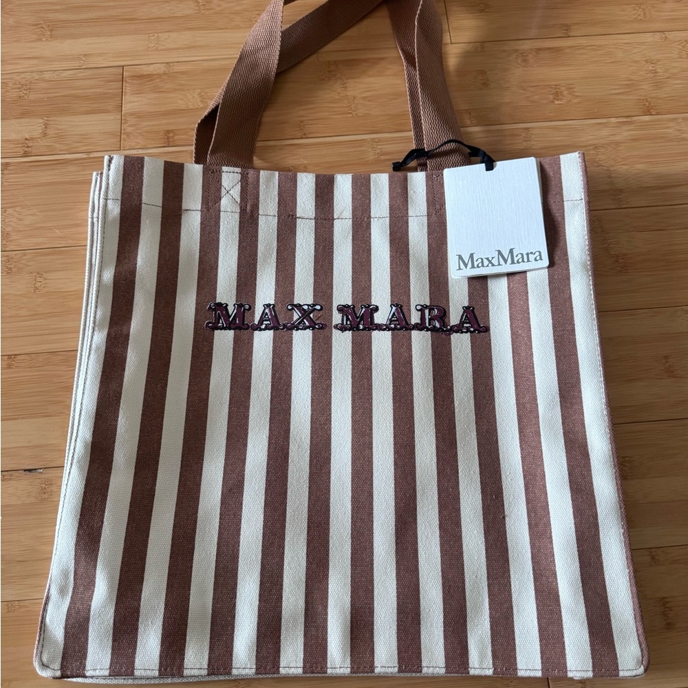 MaxMara Canvas Striped Tote Bag